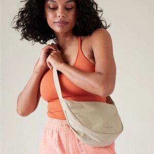 Athleta Tan Shoulder Bag Crescent Shape